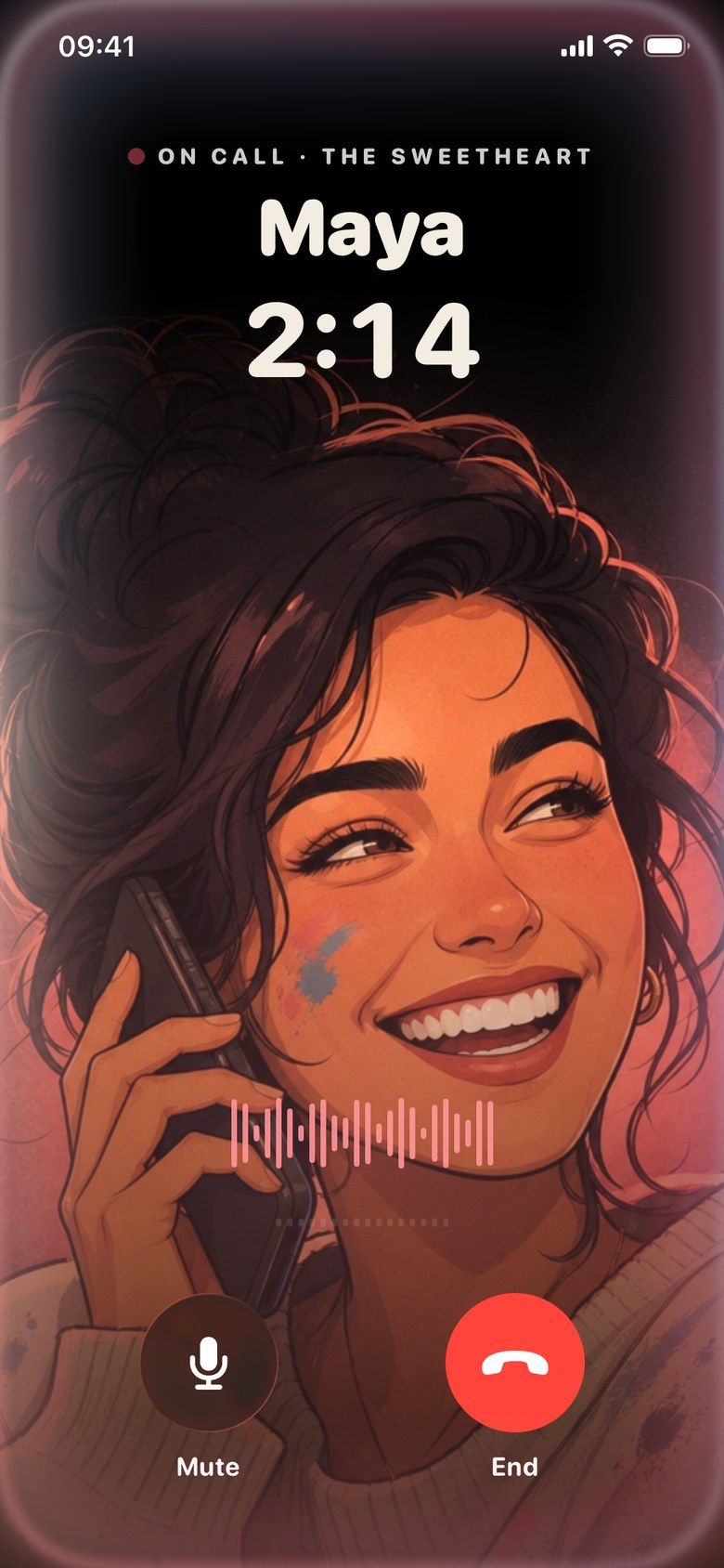 A live call with Maya on screen