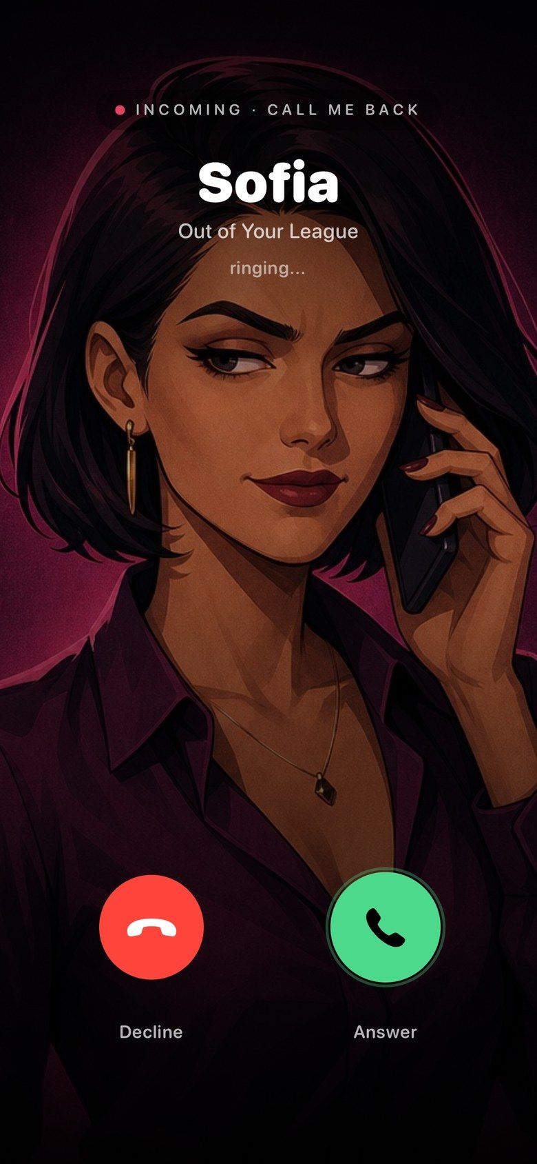 Sofia is calling: incoming call screen with Decline and Answer